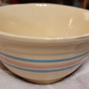 Vintage McCoy pink and blue band mixing bowl